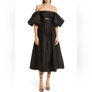 Eugenie Off Shoulder Linen Midi Dress, 0 – Like New! Priced to Sell! Worn 1x!